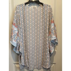 Haptics Women's Geometric Print Kimono Cardigan Lightweight Bell Sleeve one size